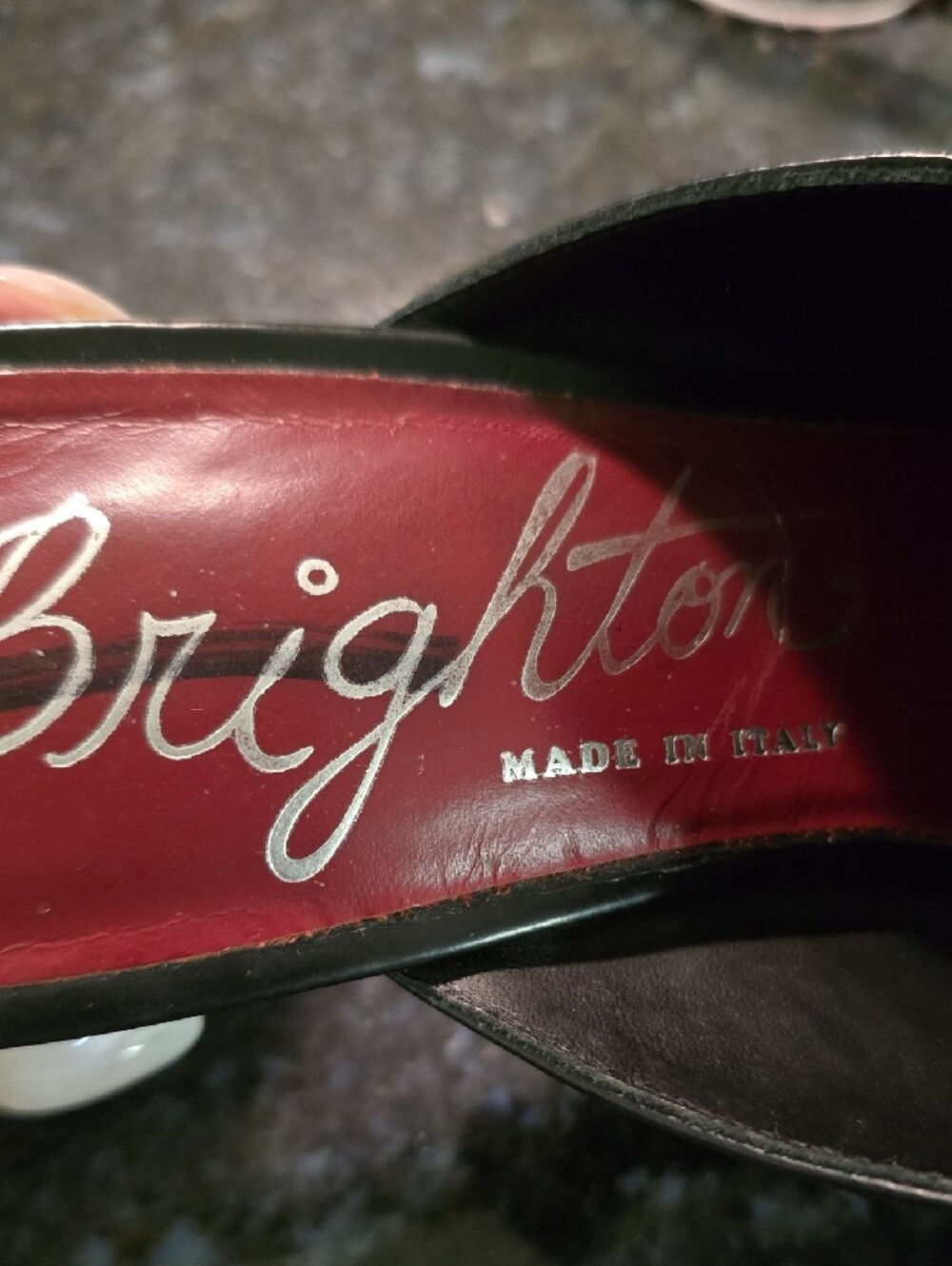 Brighton Black Made In Italy Leather Slip-On Mules with Silver Accent - Picture 8 of 10